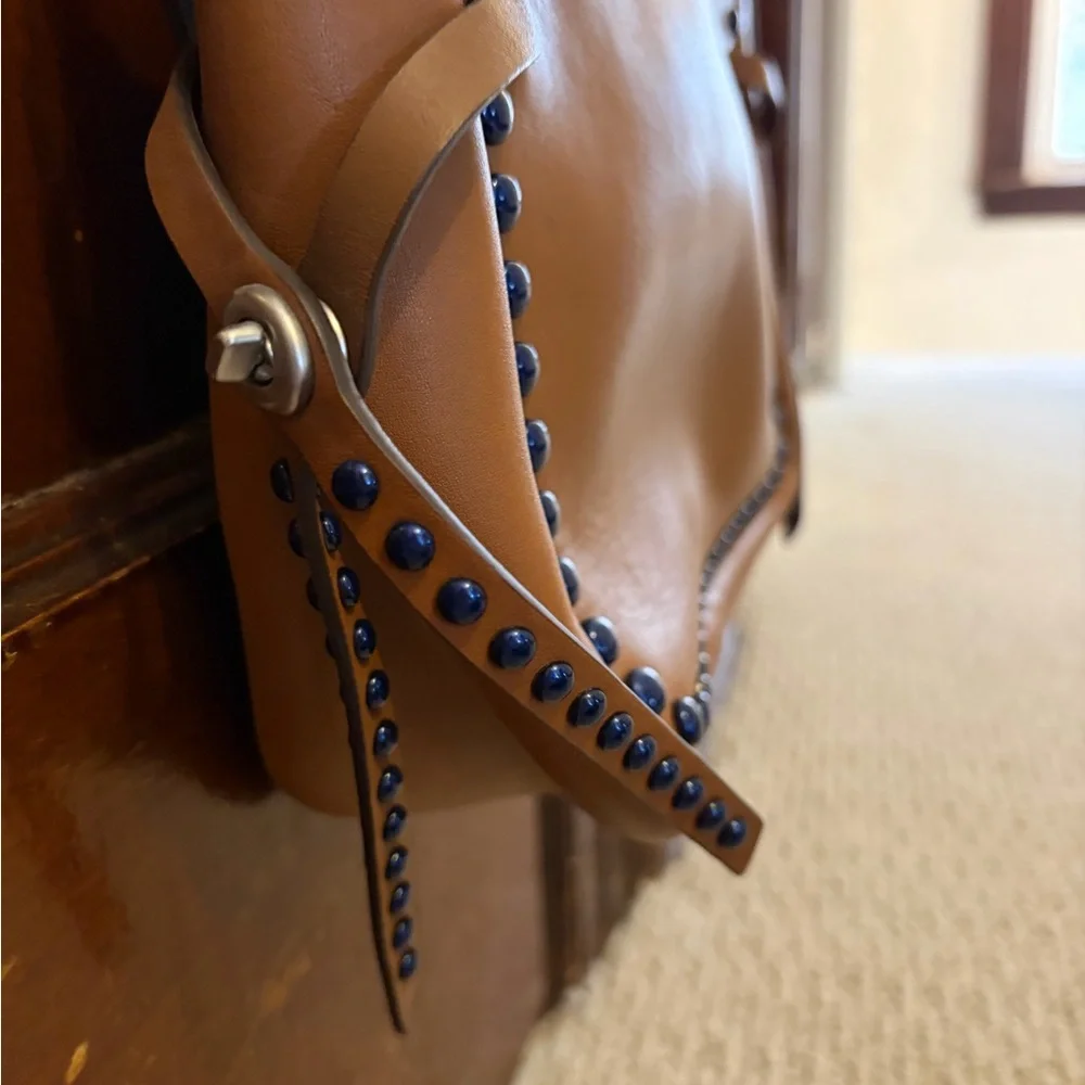 Coach Dakota Crossbody Bag Brown with Blue Studs - Picture 8 of 11